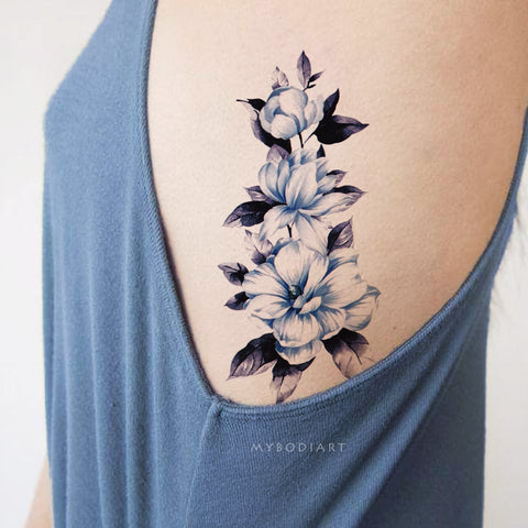 flower tattoo blue