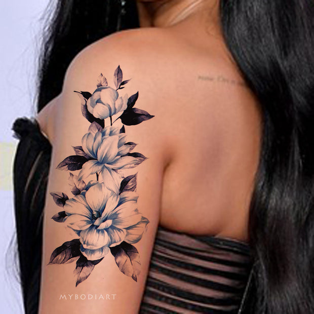 flower tattoo arm sleeve