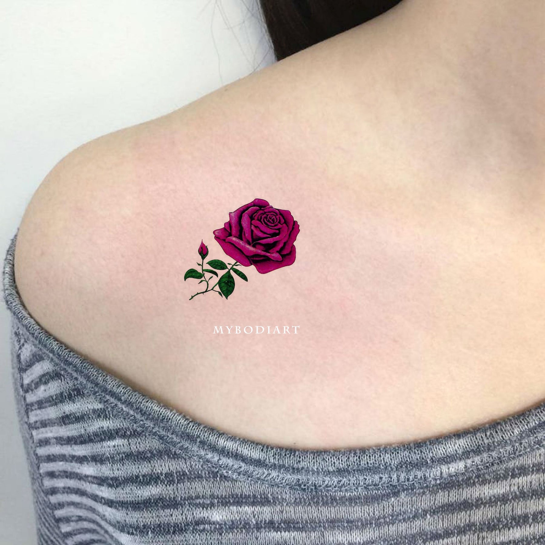 red rose shoulder tattoos for girls