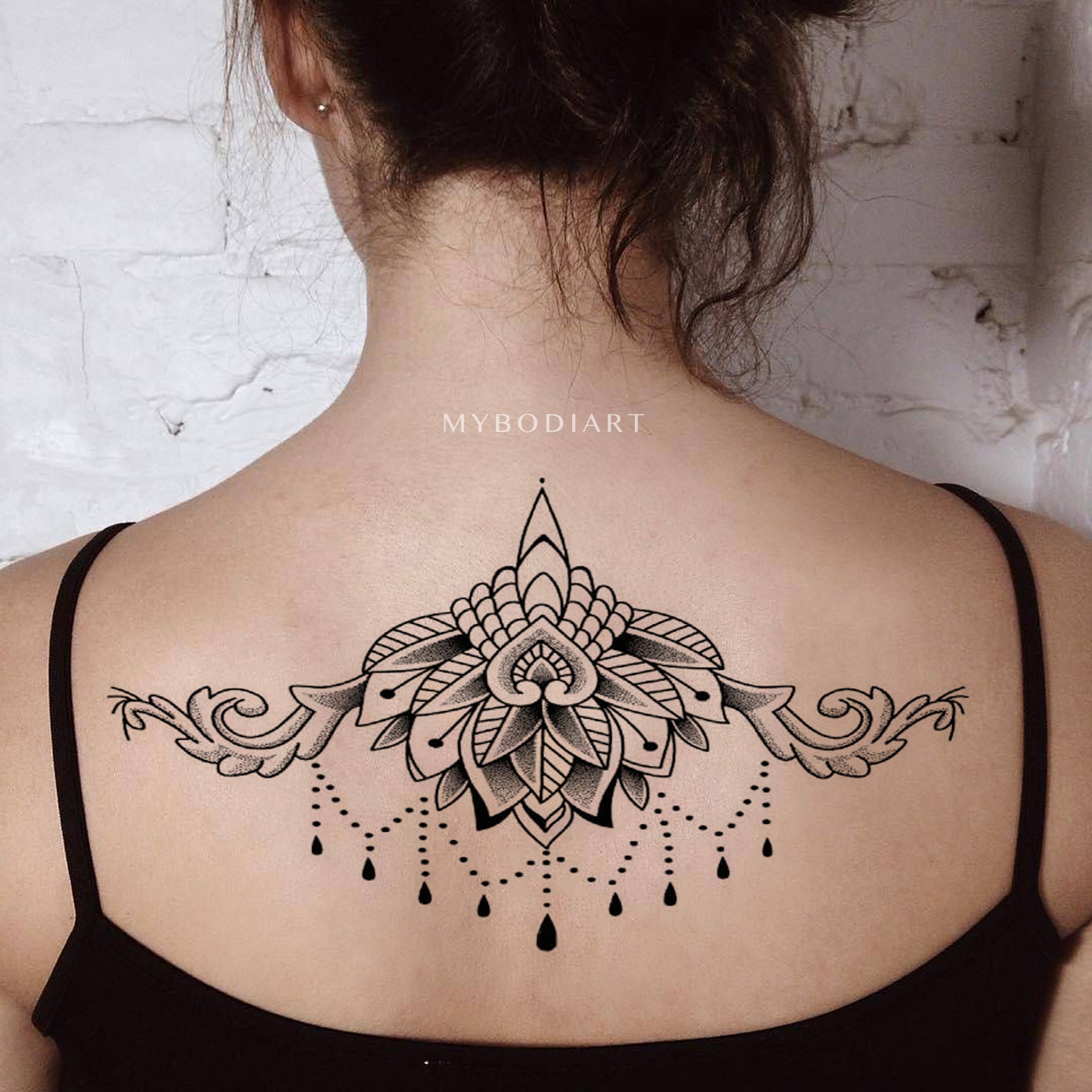 Monarch Butterfly Jewel and Black Chandelier Design Temporary Tattoo  WannaBeInkcom