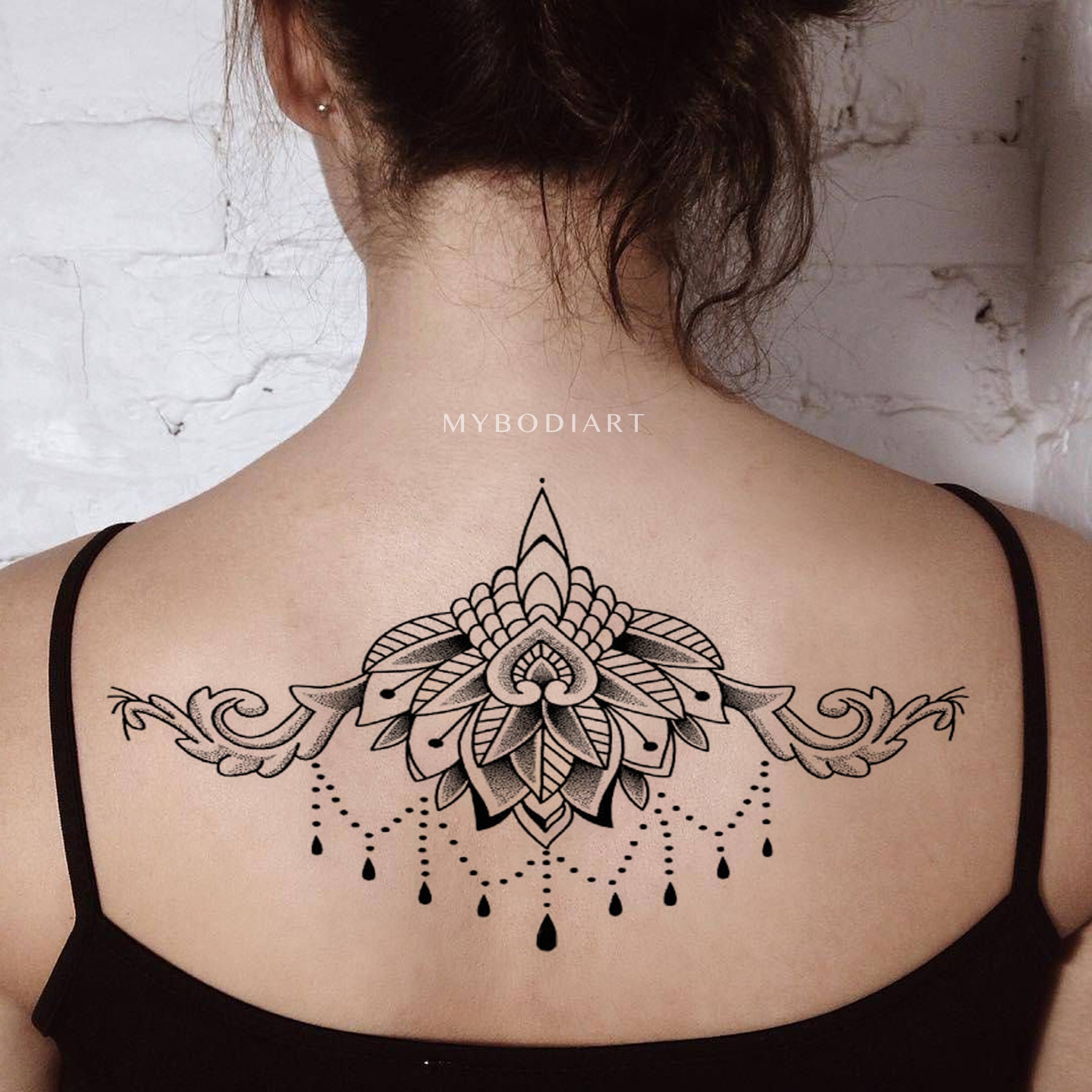 Comashe Unique Black and White Mandala Chandelier Lotus Temporary Tatt   MyBodiArt