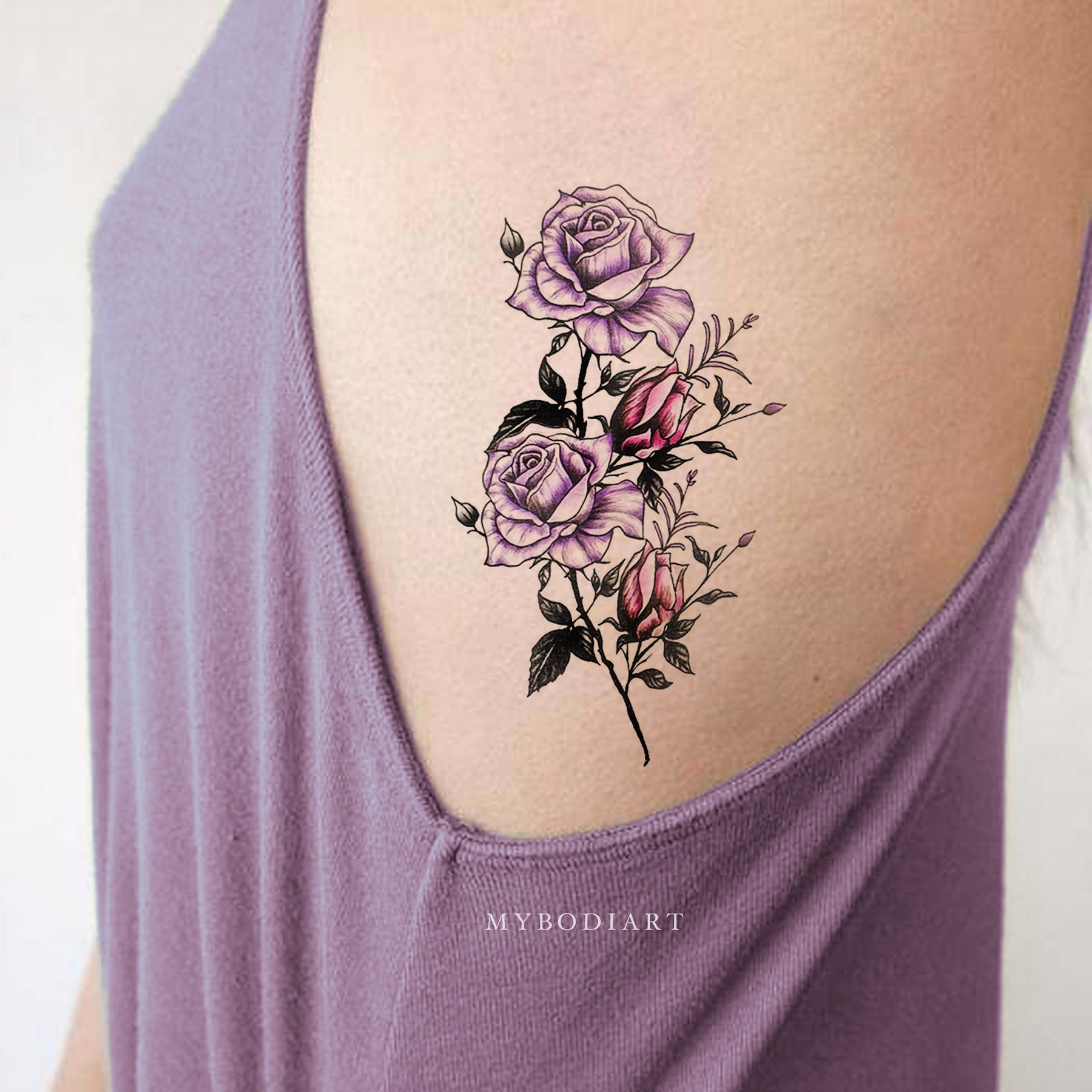 violet flower tattoo watercolor