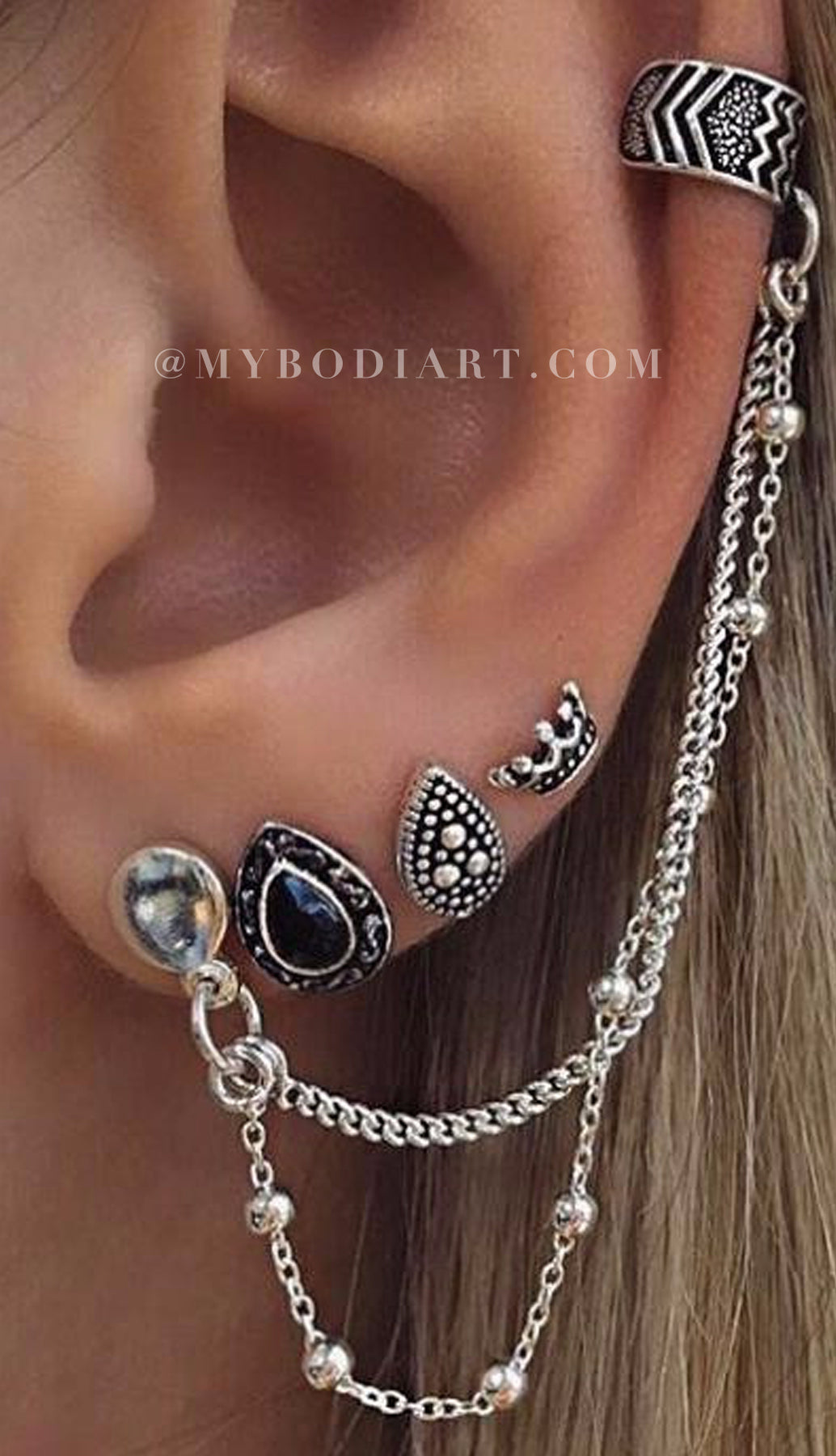 Drusilla Ear Cuff & 3 Piece Earring Set – MyBodiArt