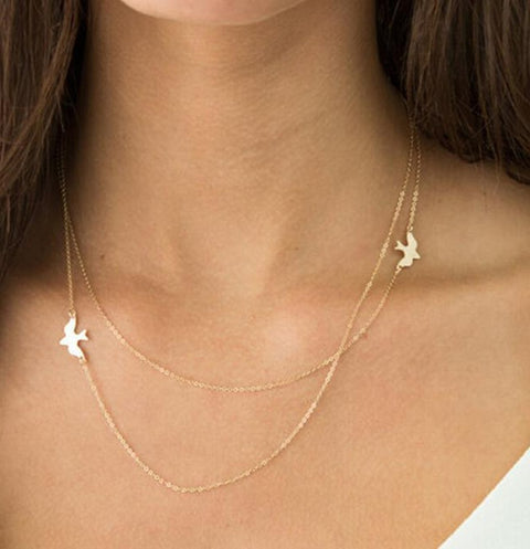 Download Everly Sparrow Bird Floating Layered Necklace in Gold or ...