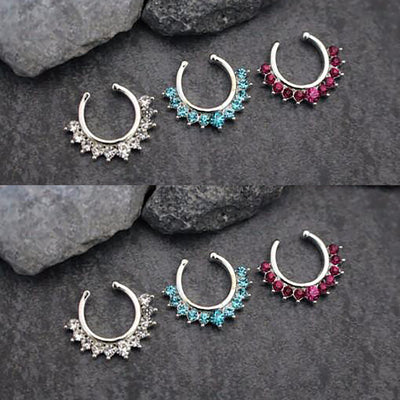 100PCS/Lot Surgical Steel Nose Ring Hoop Nostril Piercing Septum Ring  Horseshoe Fake Nose Ring Body Jewelry - AliExpress