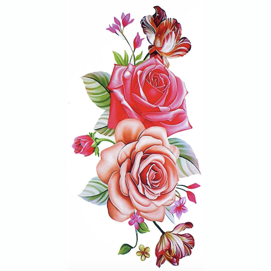 Vintage Pink Floral Flower Temporary Tattoo Arm Sleeve at MyBodiArt