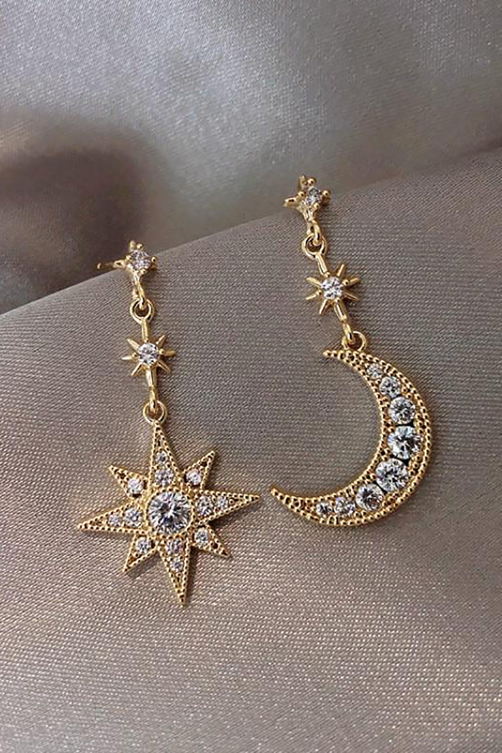 Elara Pretty Crystal Star Moon Dangle Earring Studs – MyBodiArt