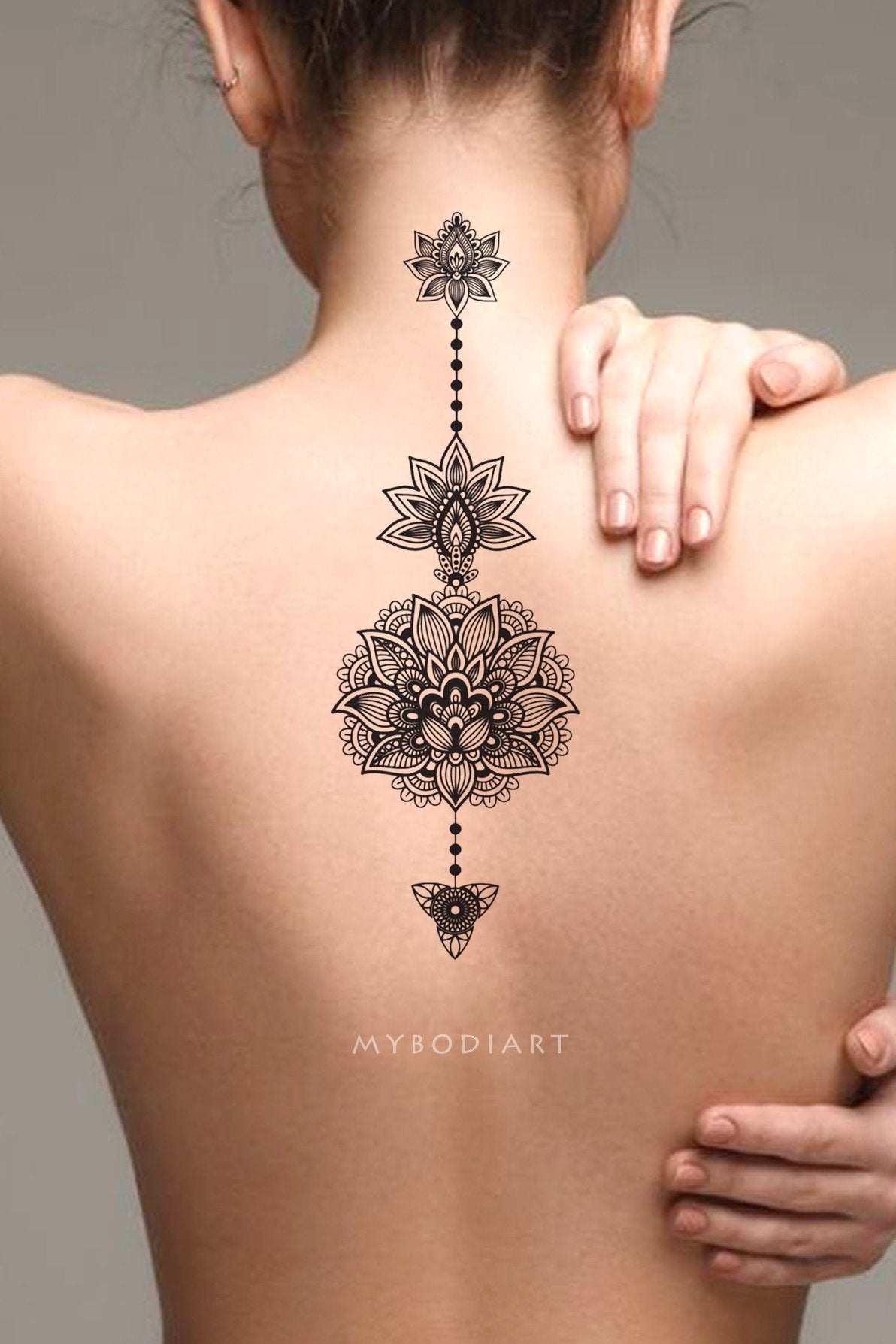 Black Tribal Lotus Temporary Tattoo Black Henna Boho Bohemian Tattoo   MyBodiArt