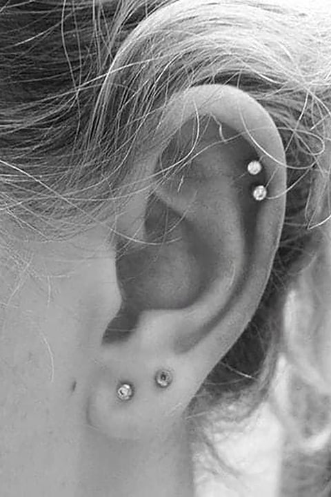 Nur Swarovski Circle Crystal 16G Ear Piercing Jewelry Triple 3 Piece S ...