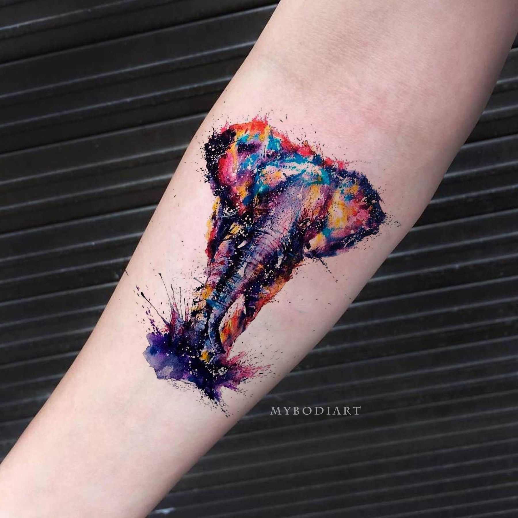 Colorful Spiritual Elephant Tattoo On Forearm