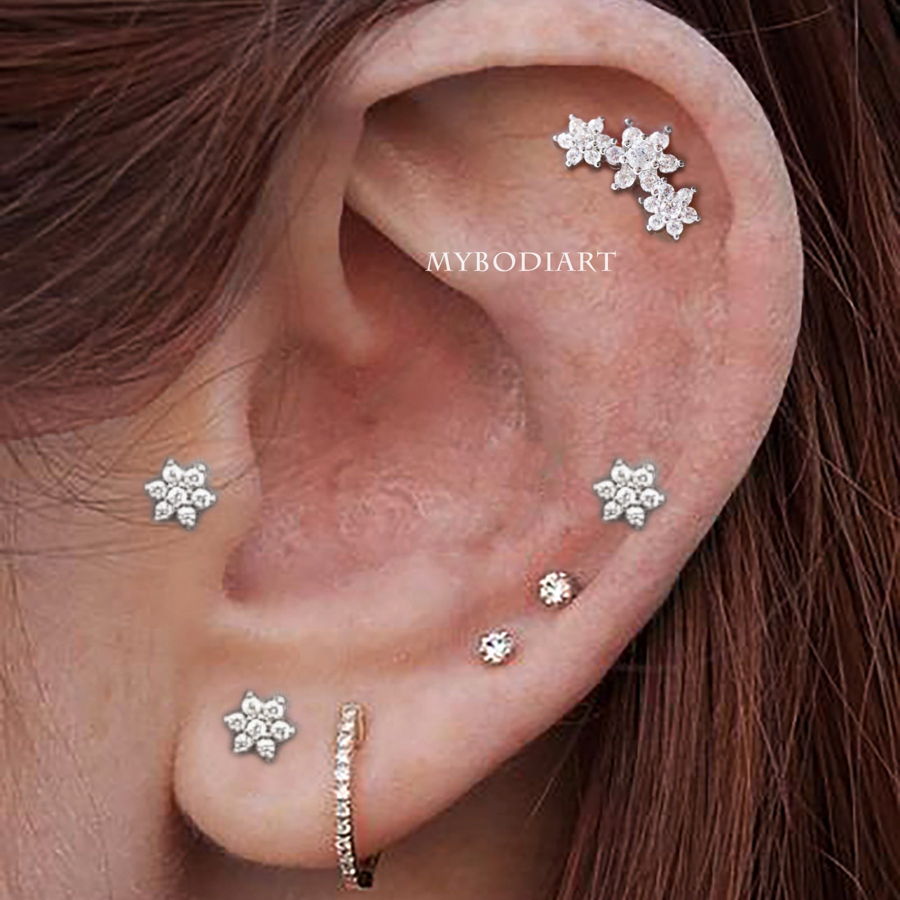 Nur Circle Crystal 16G Ear Piercing Jewelry Set 12 Pieces – MyBodiArt
