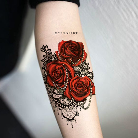 Tattoo uploaded by Tara  lace rose redroseshoulder  Tattoodo
