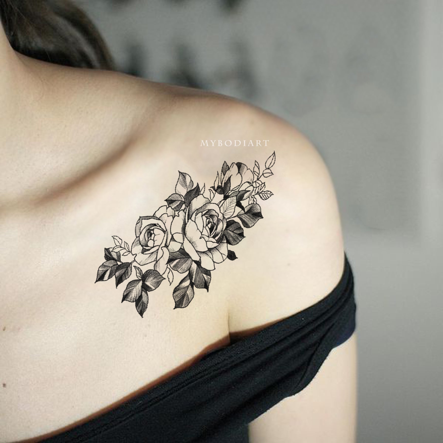 Yesallwas Sexy Rose Flower Temporary Tattoos For Women Girls Waterproof  Black Large Fake Tattoo Stickers 3D Blossom Lady Shoulder Tatoos Leaf DIY  Legs Sexy Arm Chains Pattern : Amazon.sg: Beauty