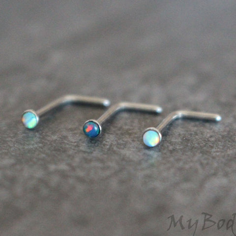 Opal Nose Ring Stud 20G, Nose Piercing 