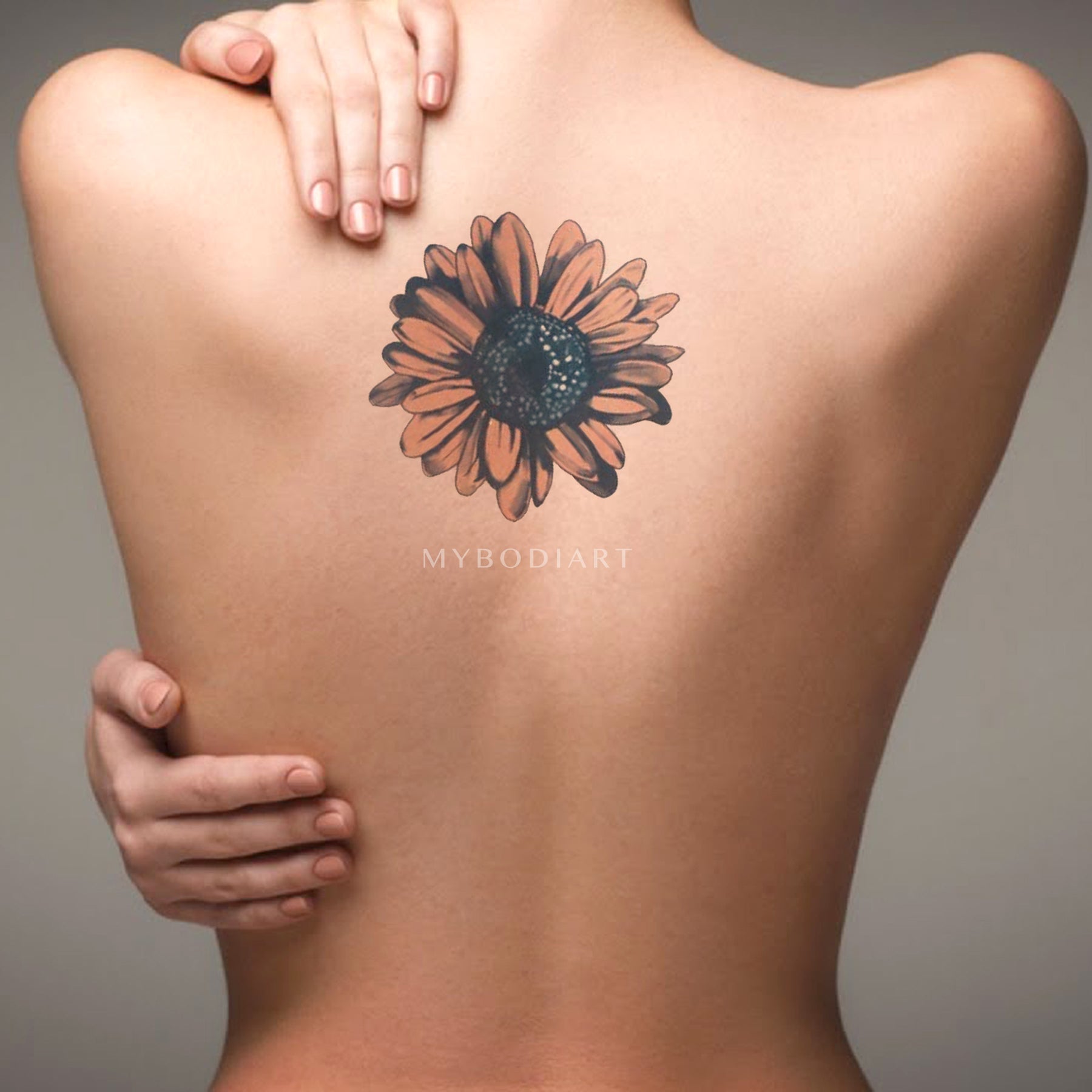 Grace Realistic Black & White Sunflower Temporary Tattoo – MyBodiArt