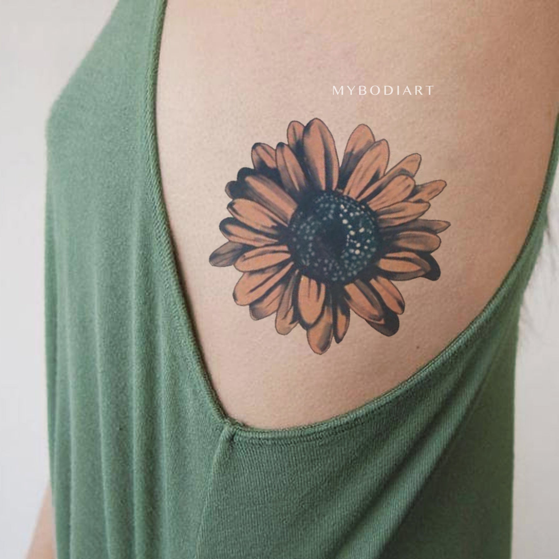 Grace Realistic Black & White Sunflower Temporary Tattoo – MyBodiArt