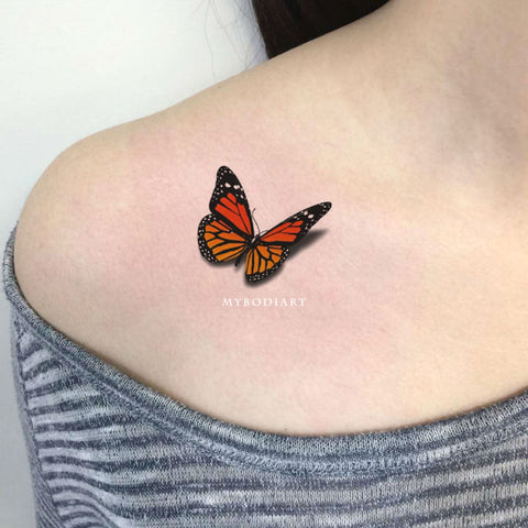 Small Monarch Butterfly Tattoo, Small Temporary Tattoo, Butterfly ...