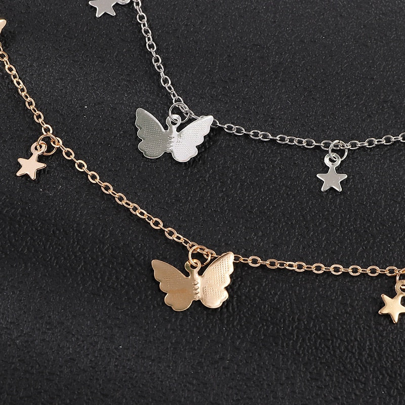 Clarensis Pretty Butterfly Star Chain Choker Necklace – MyBodiArt