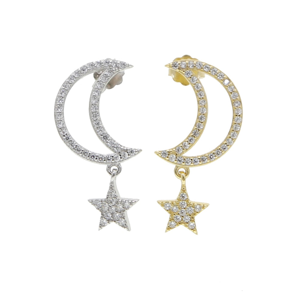 Chara Unique Cute Crystal Celestial Moon Star Dangle Earring Studs ...