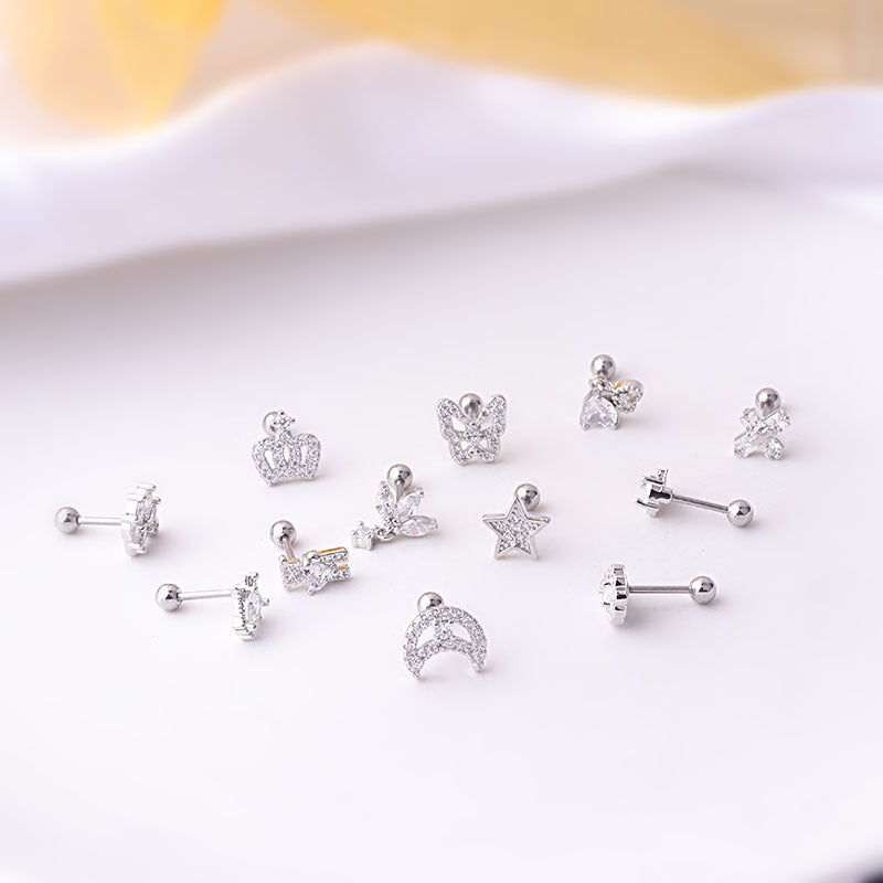 Zahara Crystal Ear Piercing Earring Studs – MyBodiArt