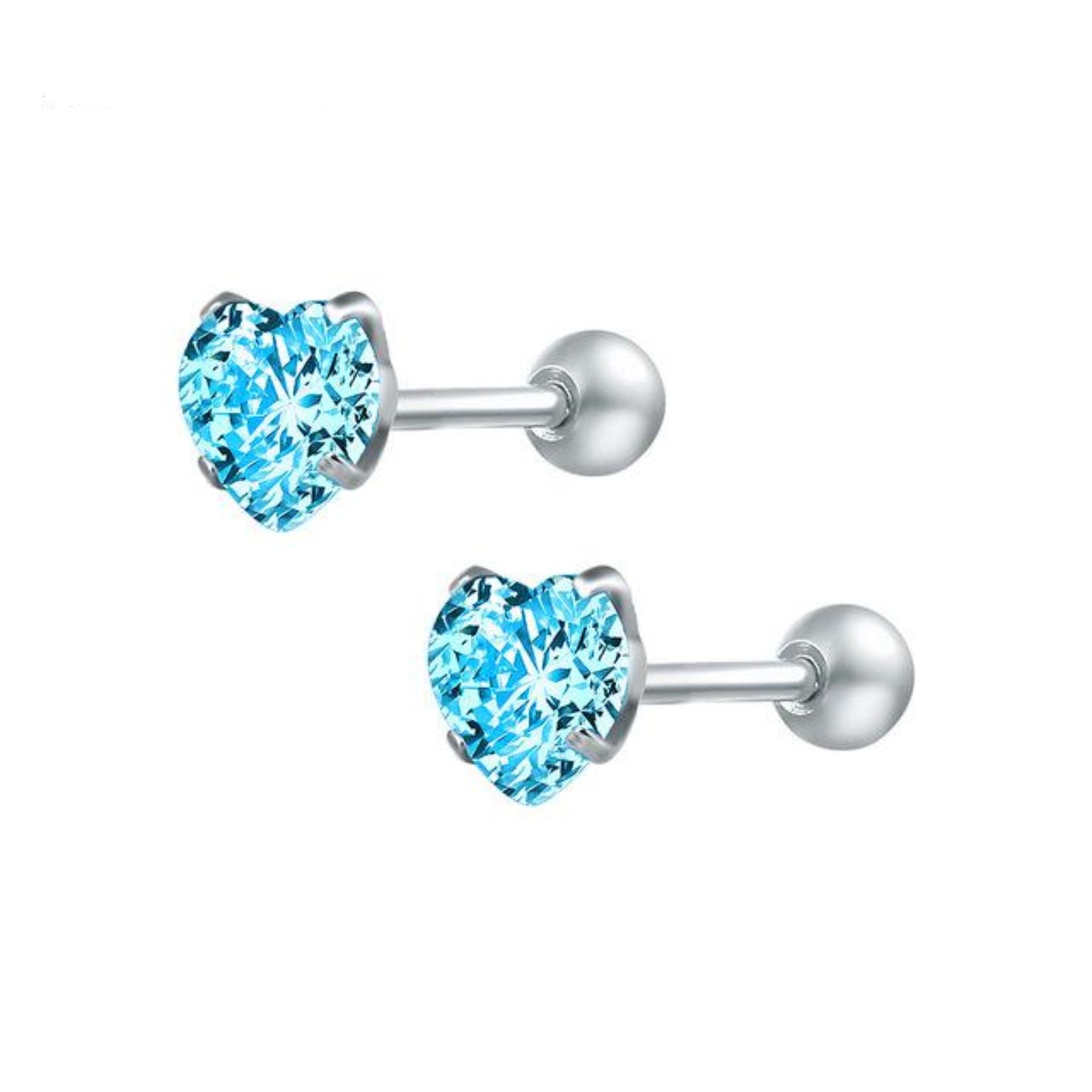 Amie Swarovski Crystal Heart Ear Piercing Jewelry 16G Silver Earring ...