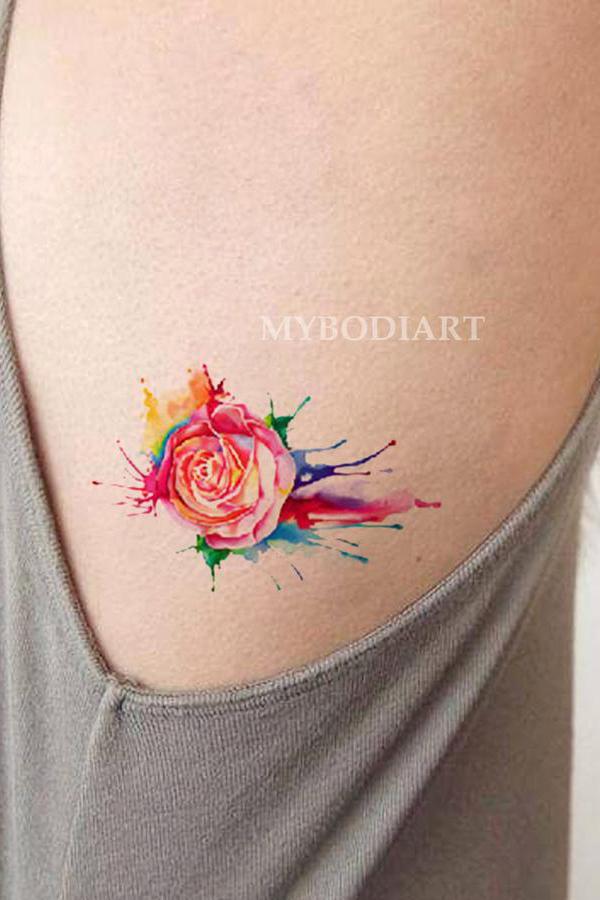 watercolor #rose tattoo I did today, super fun!! | Melissa Mo Southern |  Flickr