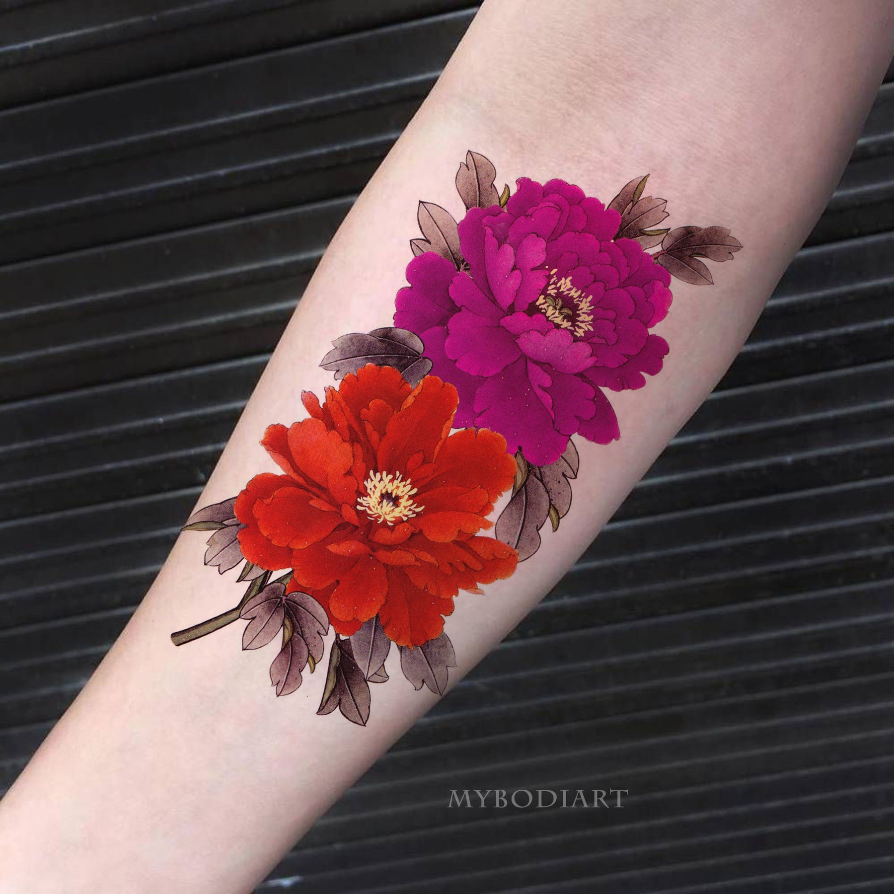Buy Colored Temporary Tattoo Watercolor peony