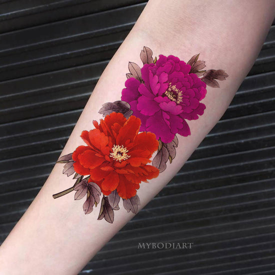 Camellia Flowers Tattoo Sunflower Floral Butterfly Moon Rose Bird Tattoo |  eBay