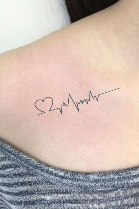 heartbeat with initials tattoo