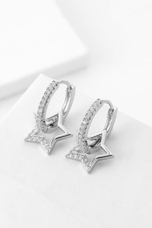 Azalea Unique Crystal Pave Star Hoop Huggie Earrings – MyBodiArt