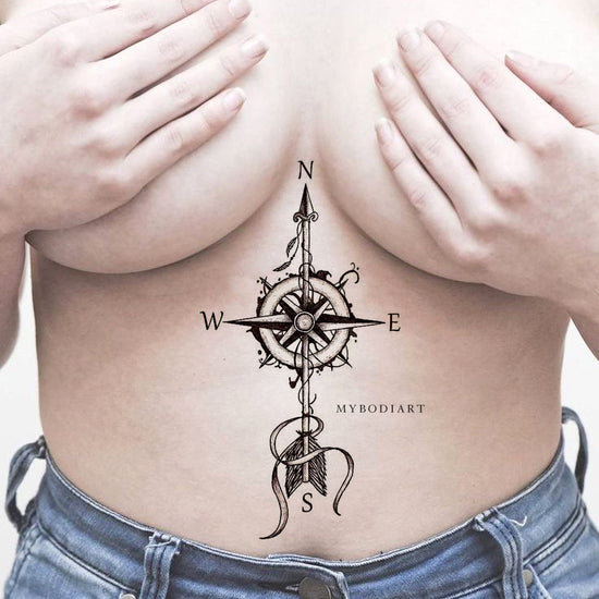 Black Compass Temporary Tattoos For Women Arm Neck Arrows Men Realistic Elk  Dream Catcher Henna Geometry Arm Body Tatoos - AliExpress