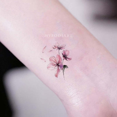 Watercolor Lotus  Cherry Blossom Tattoo by Haylo by Haylo TattooNOW