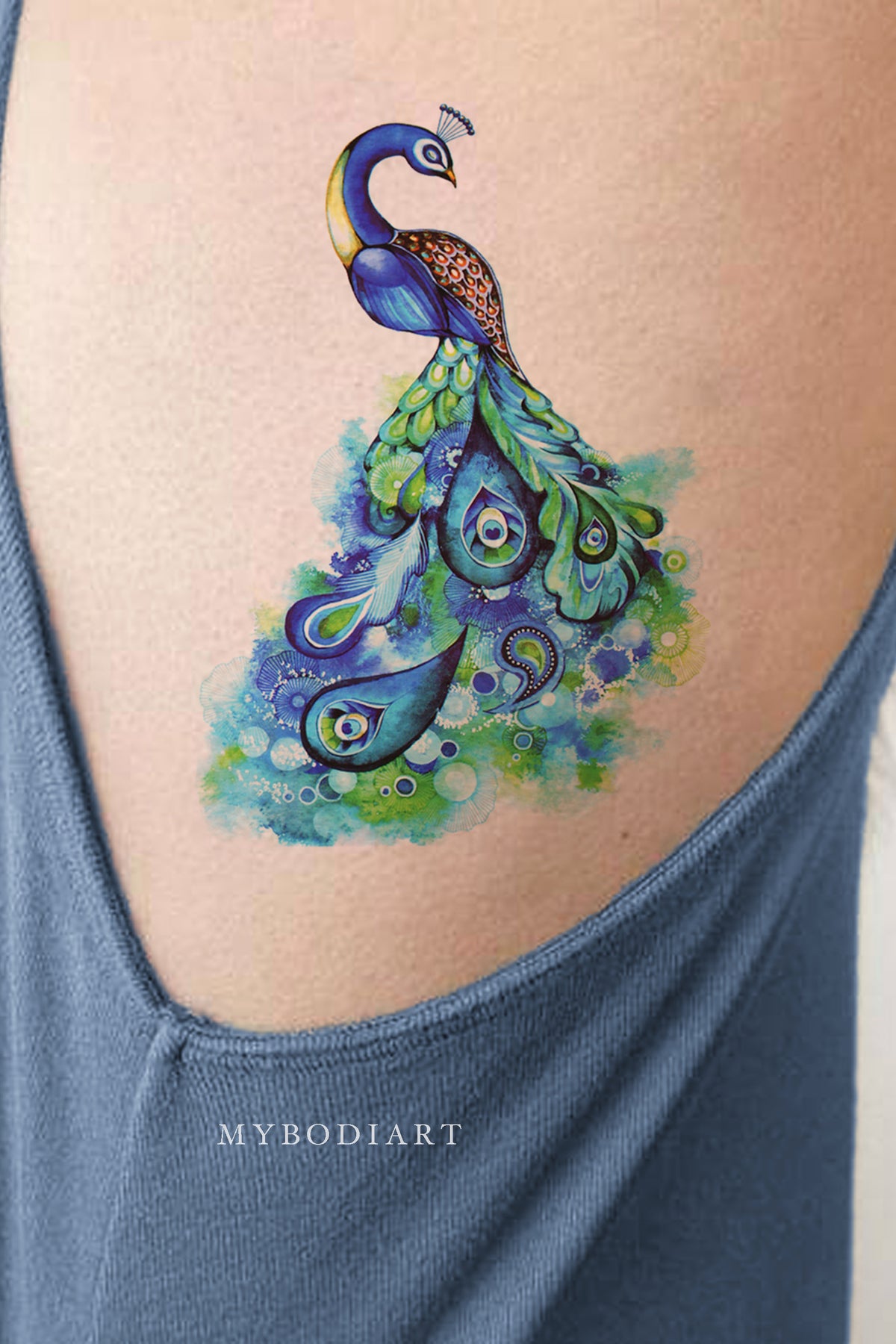 Delicate Peacock Tattoo Design – Tattoos Wizard Designs