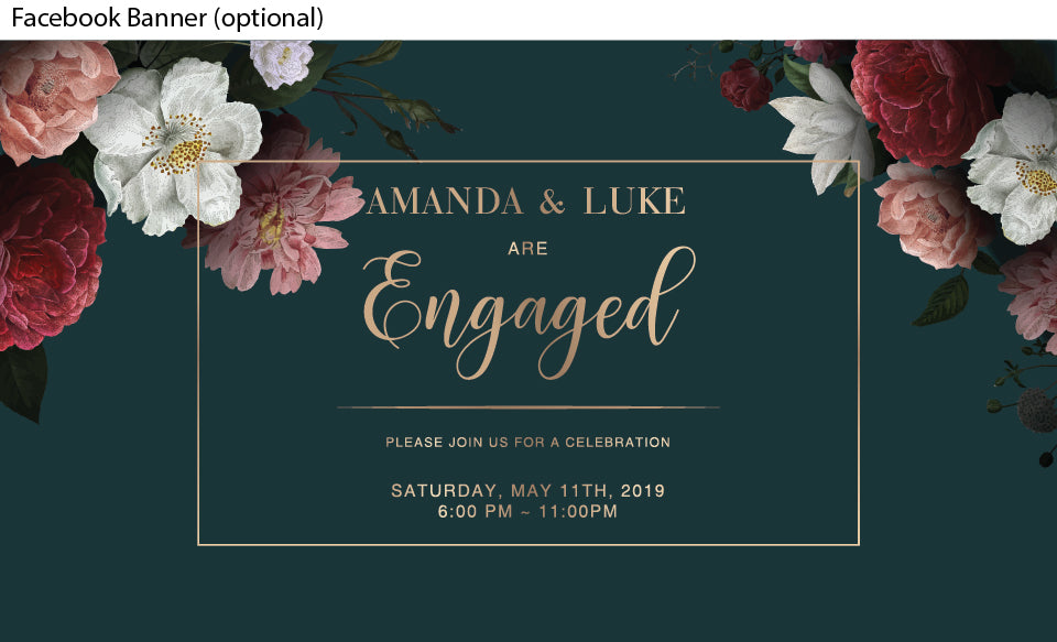 Green Emerald with Floral Posie Engagment Invitaition