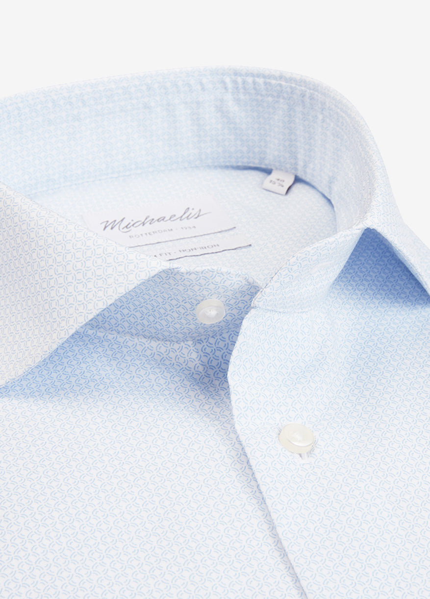 Michaelis Lichtblauw-wit geruite overhemd-boordmaat: 45  Pasvorm:Getailleerd