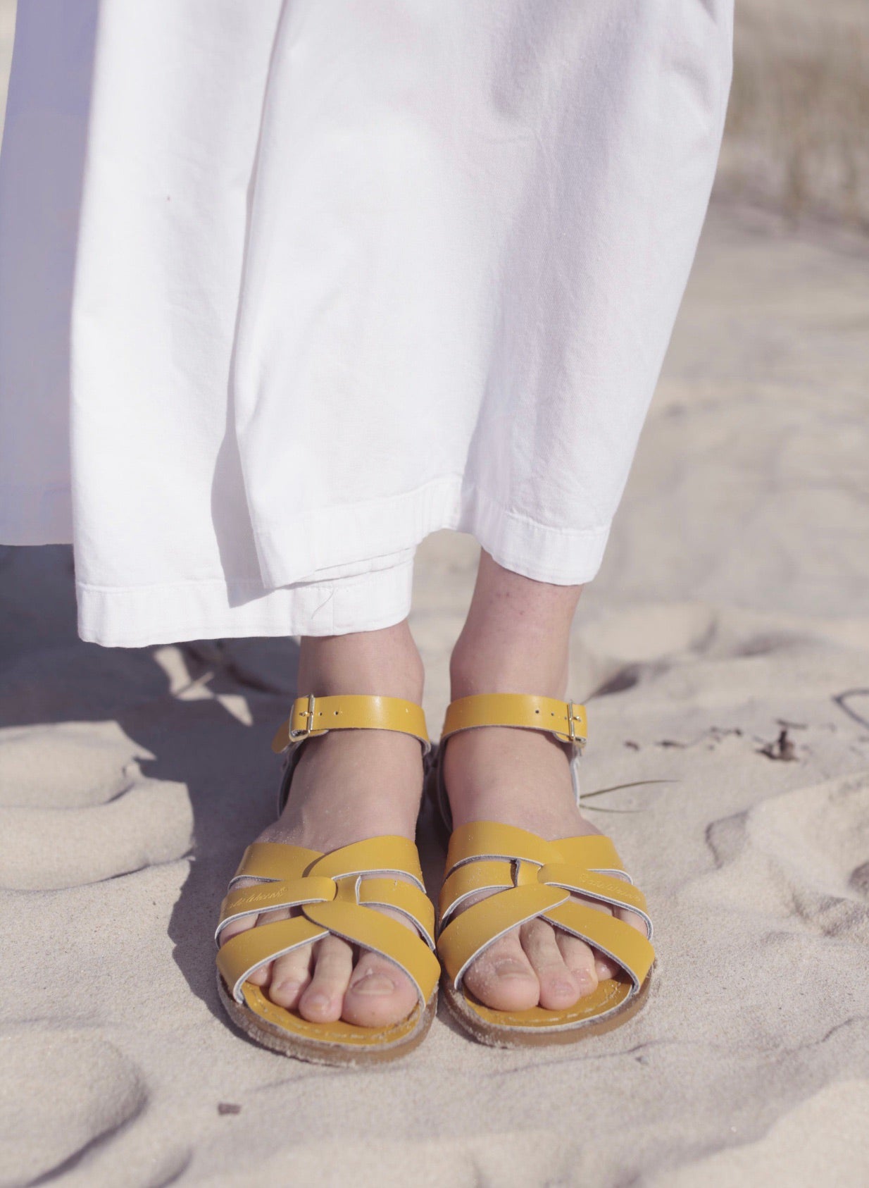saltwater mustard sandals