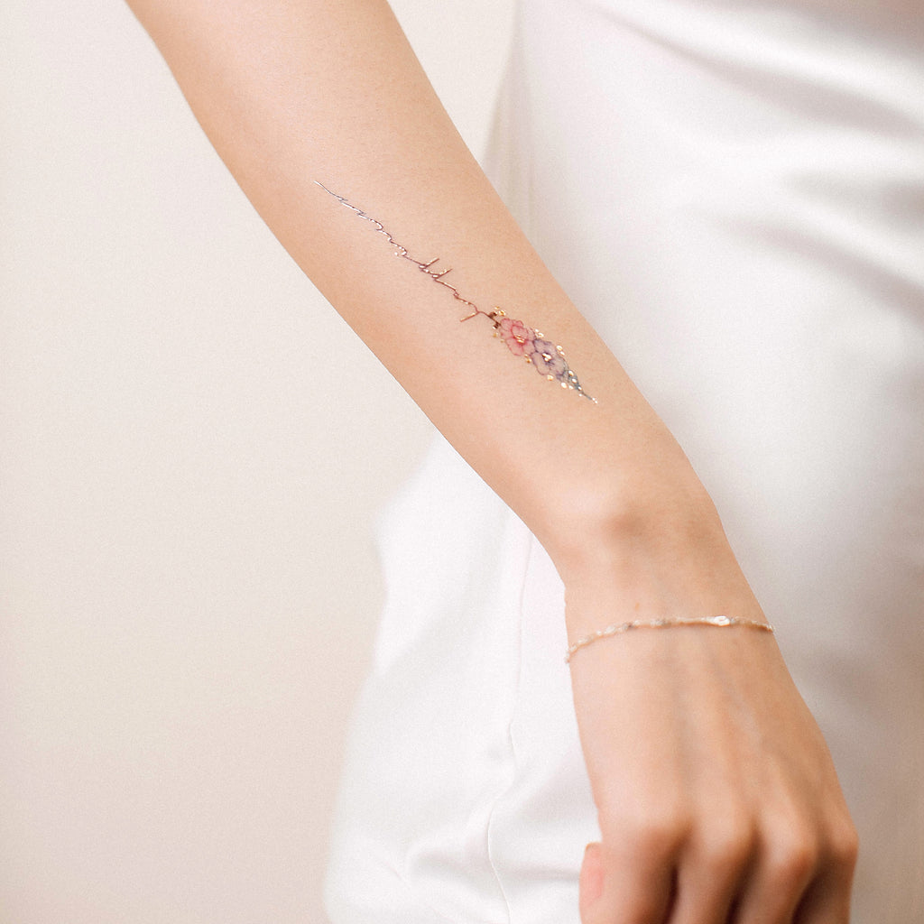 Flower Script Temporary Tattoo By Paperself | Paperself