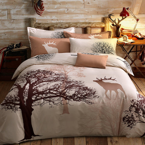 Mima Fresh Style Trees Deer Bedlinens High Quality Sanding Cotton