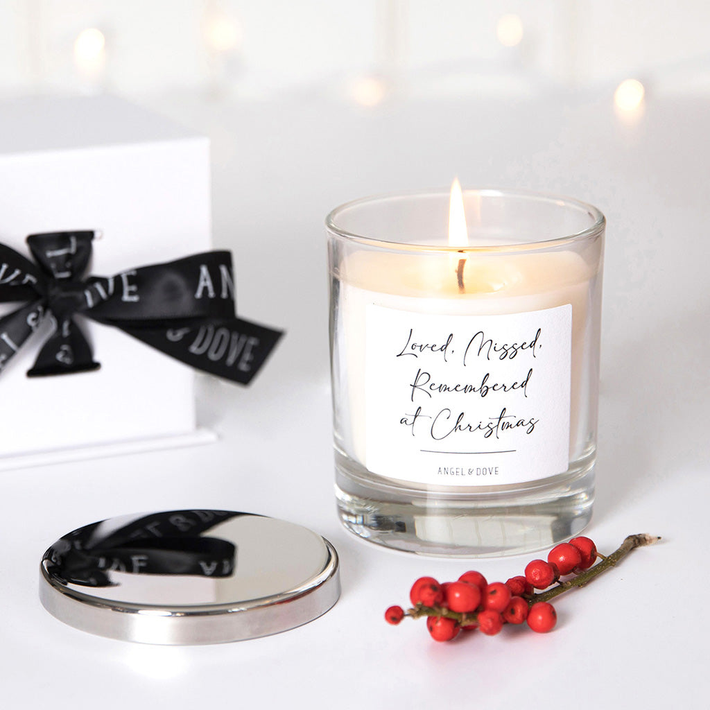 Loved Missed Remembered at Christmas Candle