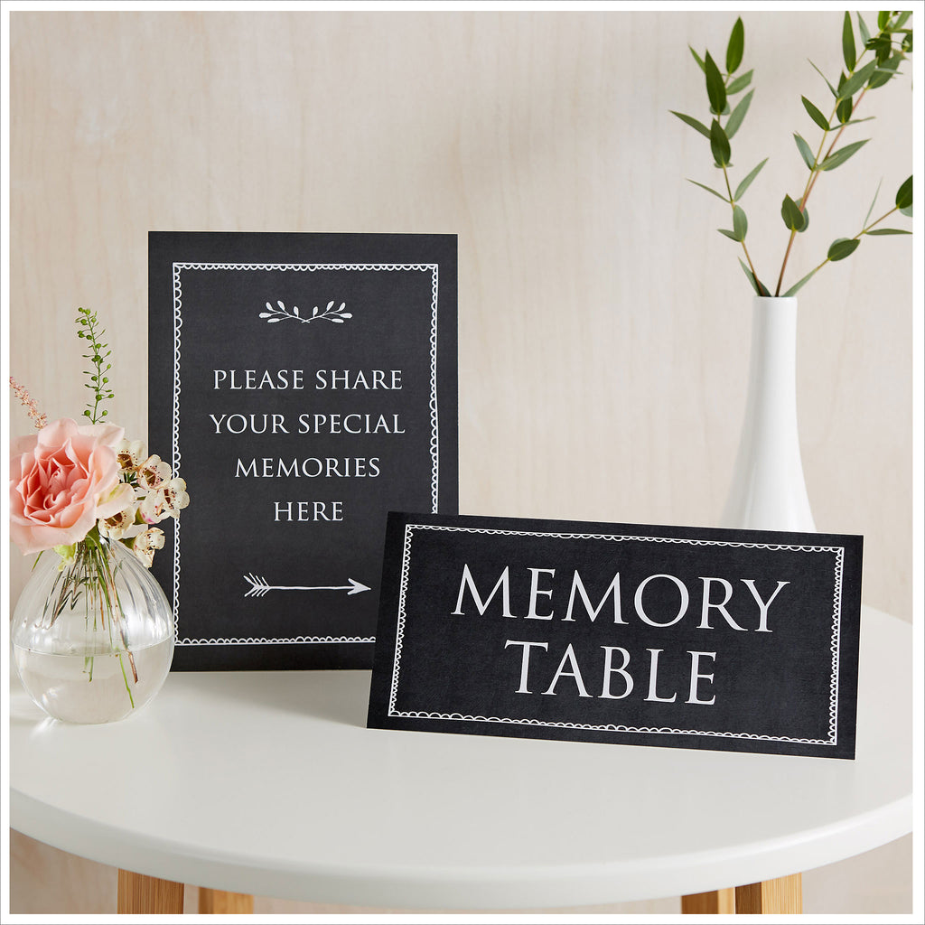 A4 Luxury Black Memory Book & 2 Sign Set for Funeral