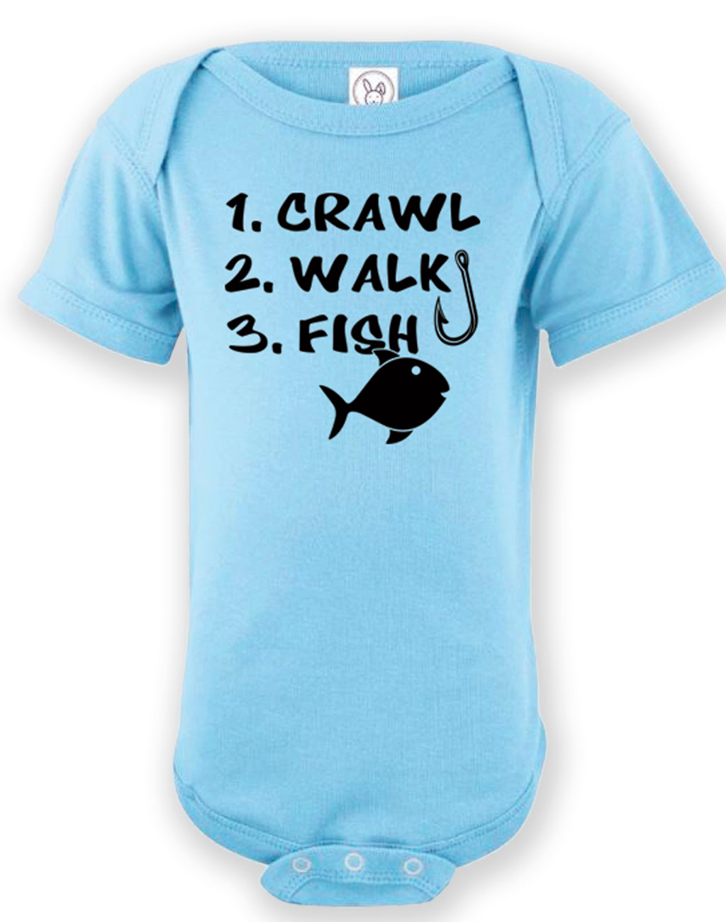 crawl walk fish onesie