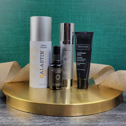 Alyson's favorite products on a gold tray