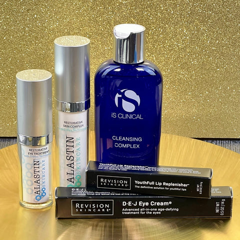Products 15-11: Revision DEJ Eye Cream, iS Clinical Cleansing Complex, Revision Youthfull Lip Replenisher, Alastin Restorative Skin Complex, Alastin Restorative Eye Treatment