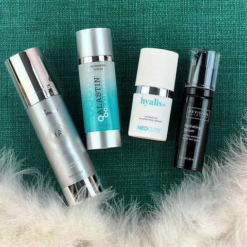 The 4 Hydrating Serums mentioned in this section, by SkinMedica, Alastin, NEOCUTIS, and Revision
