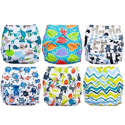 FuzziBunz Pocket Cloth Diapers 6 Pack Bundle with Microfiber Inserts ...