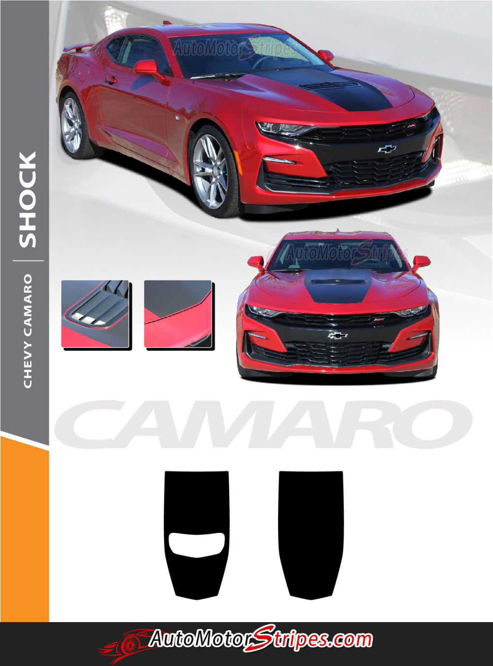 2019-2023 Chevy Camaro Stinger Hood Decal, Camaro Hood Stripes Graphic |  SHOCK | Auto Motor Stripes Decals Vinyl Graphics and 3M Striping Kits