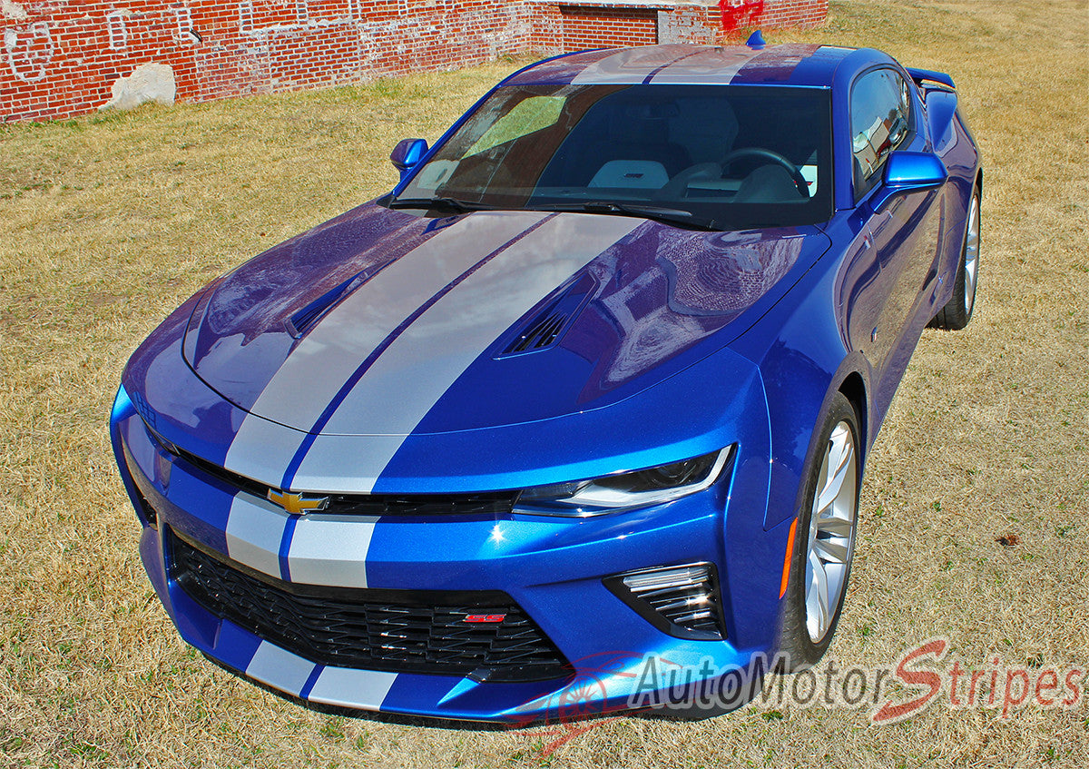 Chevy Camaro Racing Stripes with Avery Supreme Wrap or 3M 1080 vinyl material.