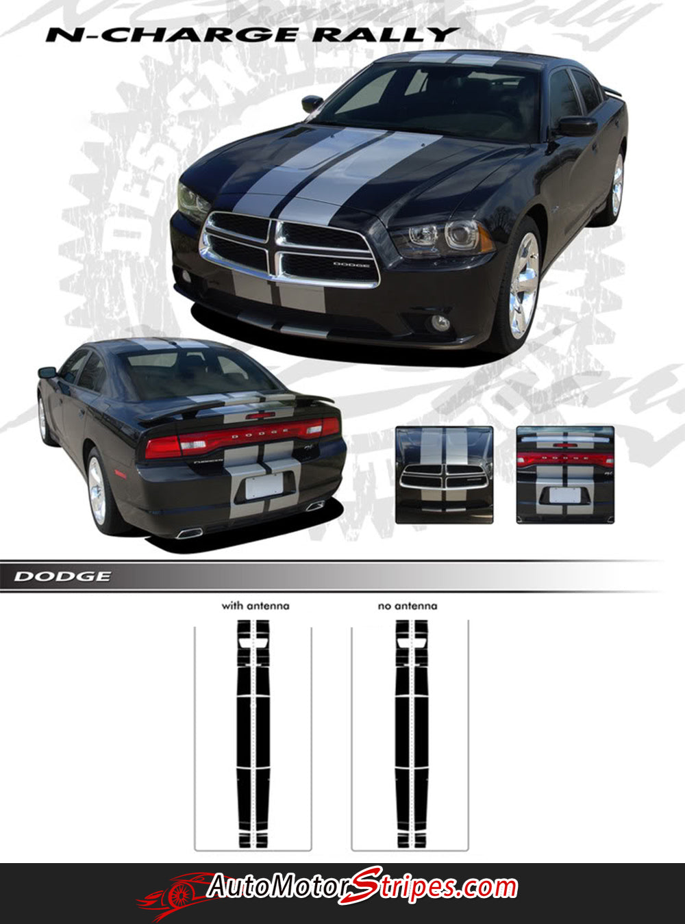 2011 2014 Dodge Charger Racing Stripes N Charge Rally Hood Decals