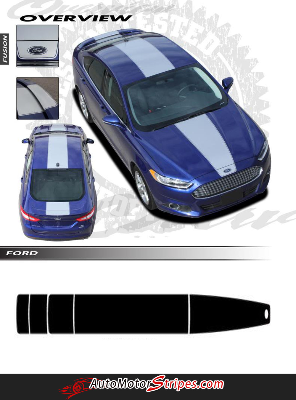 2013-2020 Ford Fusion Decals Center Hood Stripes OVERVIEW Vinyl