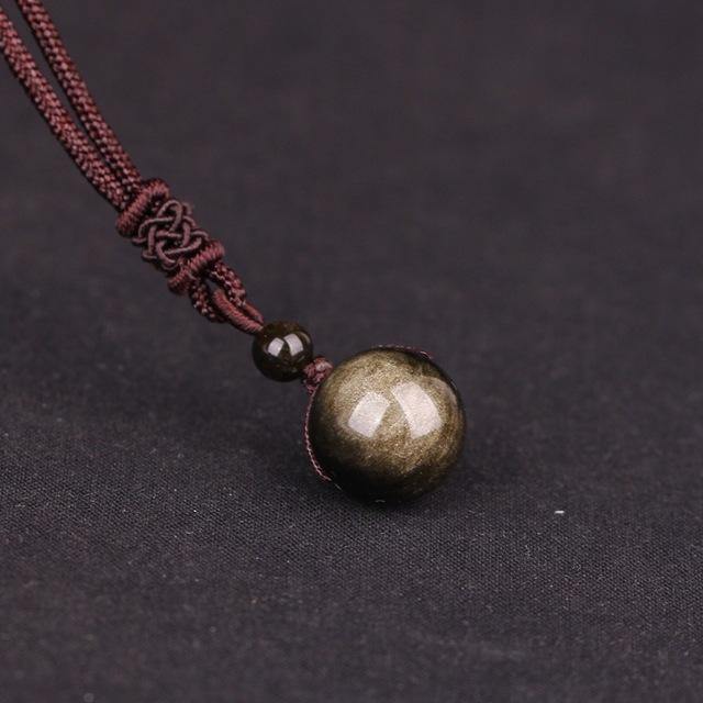 Natural Stone Ball Pendant Necklace [5 Colors]